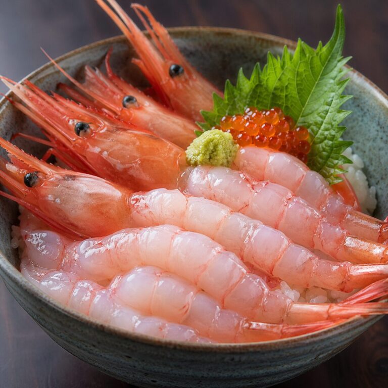 北海道の小樽・余市エリアのご土地グルメである甘えび丼の画像です