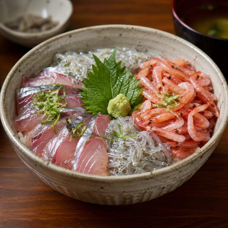静岡県沼津・伊豆半島のご当地グルメの「ぬまづ三色丼」の画像です。