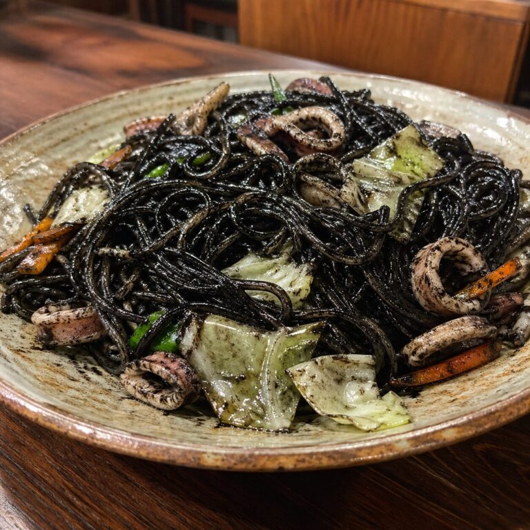 静岡県沼津・伊豆半島エリアのご当地グルメの「海賊焼き（イカスミ焼きそば）」の画像です。