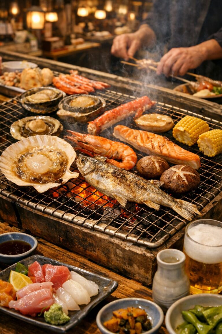 北海道釧路のご当地グルメの炉端焼きの画像です。